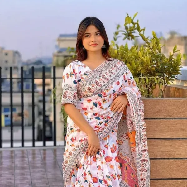 হাফ সিল্ক জামদানি শাড়ি